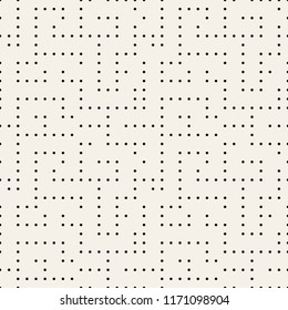 Vector seamless pattern. Stylish geometric texture. Repeating monochrome dotted maze. Can be used as swatch for illustrator.