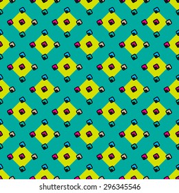 Vector seamless pattern. Stylish geometric texture. Bright green background