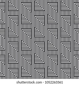  Vector seamless pattern. Stylish graphic texture. Endless striped monochrome background with elements.