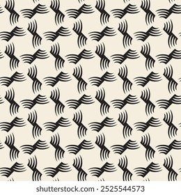 Vector seamless pattern. Stylish graphic texture. Endless monochrome background with geometric scrolls.