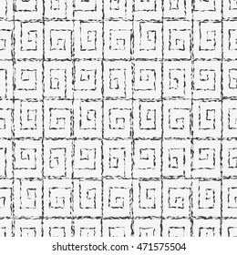 Vector seamless pattern. Stylish graphic texture. Endless monochrome background. Simple grid with linear scrolls.