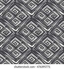Vector seamless pattern. Stylish graphic texture. Endless monochrome background. Simple geometric tile with scrolls