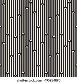 Vector seamless pattern. Stylish graphic texture. Endless monochrome background with winding stripes.
