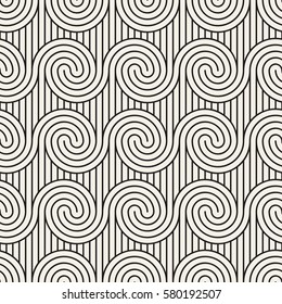 Vector seamless pattern. Stylish graphic texture. Endless monochrome background with geometric scrolls.