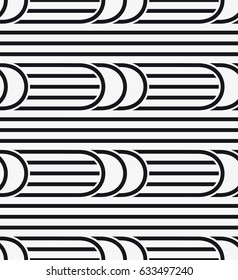 Vector seamless pattern. Stylish graphic texture. Endless striped monochrome background with winding elements.