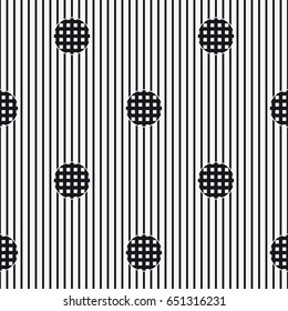 Vector seamless pattern. Stylish graphic texture. Endless striped monochrome background with elements.