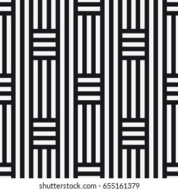 Vector seamless pattern. Stylish graphic texture. Endless striped monochrome background with elements.