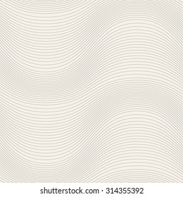 Vector seamless pattern. Stylish light texture with curvature effect. Wavy linear background.