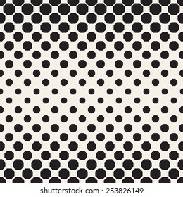 Vector seamless pattern. Stylish monochrome texture. Geometric structure from unequal sized elements. Different size changes towards the center