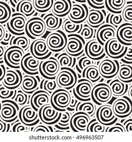 Vector seamless pattern. Stylish monochrome texture. Endless background with scrolls.