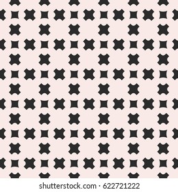 Vector seamless pattern, stylish monochrome geometric texture with smooth small crosses, squares, staggered grid. Abstract repeat background for tileable print, covers, textile, decor. Pastel colors