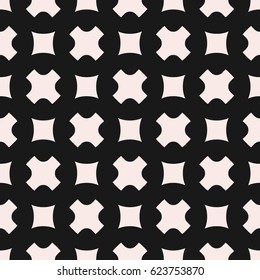 Vector seamless pattern, stylish monochrome geometric texture with smooth crosses & squares. Black, beige colors. Abstract dark repeat background for tileable print, covers, textile, package, cloth