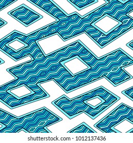 Vector seamless pattern. Stylish mosaic texture. Hand drawn linear background. Contemporary graphic design.