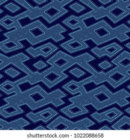 Vector seamless pattern. Stylish mosaic texture. Hand drawn linear background. Contemporary graphic design.