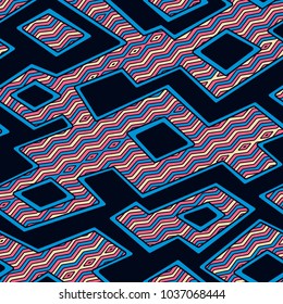 Vector seamless pattern. Stylish mosaic texture. Hand drawn linear background. Contemporary graphic design.