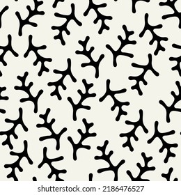 Vector seamless pattern. Stylish repeating texture. Floral monochrome texture with randomly disposed of smooth leaves. Modern graphic design.