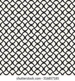 Vector seamless pattern. Stylish simple ornament. Geometric background with arches. Regular monochrome texture.