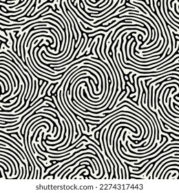 Vector seamless pattern. Stylish structure of spirals. Hand-drawn abstract background. Monochrome scroll print.