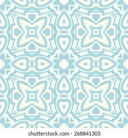 Vector seamless pattern. Stylish textile print with ornate geometric ornament.