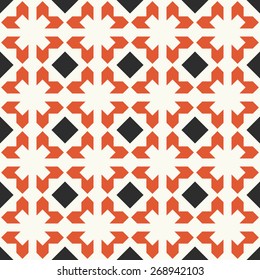 Vector seamless pattern. Stylish textile print with geometric retro design.