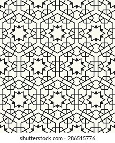 Vector seamless pattern. Stylish textile print with eastern geometric ornament.