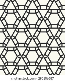 Vector seamless pattern. Stylish textile print with hexagonal geometric ornament.