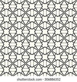 Vector seamless pattern. Stylish textile print with geometric ethnic design. Black and white fabric background.