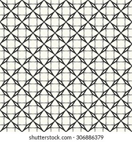 Vector seamless pattern. Stylish textile print with geometric design. Black and white ethnic background.