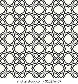 Vector seamless pattern. Stylish textile print with geometric ethnic design. Black and white fabric background.