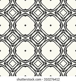 Vector seamless pattern. Stylish textile print with geometric ethnic design. Monochrome fabric background.