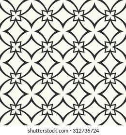 Vector seamless pattern. Stylish textile print with geometric ethnic design. Black and white fabric background.