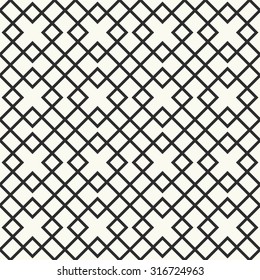 Vector seamless pattern. Stylish textile print with geometric design. Monochrome fabric background.