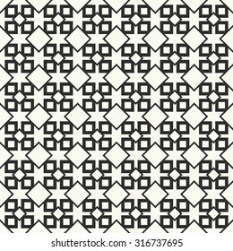 Vector seamless pattern. Stylish textile print with geometric ethnic design. Fabric monochrome background.