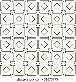 Vector seamless pattern. Stylish textile print with geometric ethnic design. Black and white fabric background.