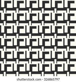 Vector seamless pattern. Stylish textile print with geometric design. Checkered monochrome fabric background.