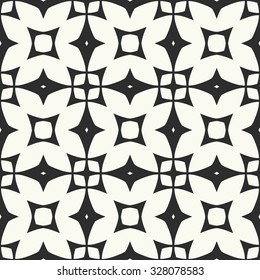 Vector seamless pattern. Stylish textile print with geometric ethnic design. Black and white fabric background.