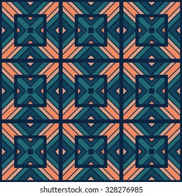 Vector seamless pattern. Stylish textile print with geometric colorful design. Random colored fabric background.