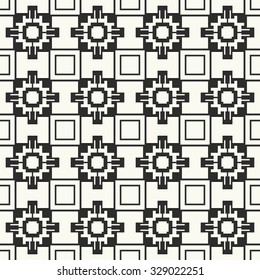 Vector seamless pattern. Stylish textile print with geometric design. Monochrome fabric background.