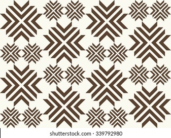 Vector seamless pattern. Stylish textile print with geometric ethnic design. Monochrome fabric background.
