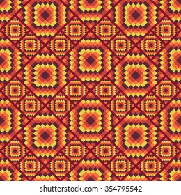 Vector seamless pattern. Stylish textile print with bright geometric design. Colorful fabric background.