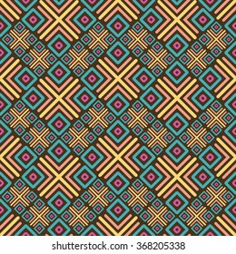 Vector seamless pattern. Stylish textile print with geometric ethnic design. Colorful fabric background. Modern fabric swatch.