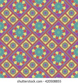 Vector seamless pattern. Stylish textile print with geometric eastern design. 
