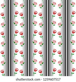Vector seamless pattern. Stylish texture. Endless red floral background with vertical branches and berries