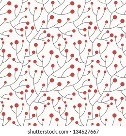 Vector seamless pattern. Stylish texture. Endless floral background with branches and berries