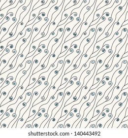 Vector seamless pattern. Stylish texture. Endless floral background with diagonal branches and stylized flowers