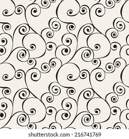 Vector seamless pattern. Stylish texture. Endless floral background with vertical branches and scrolls