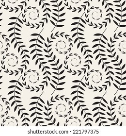 Vector seamless pattern. Stylish texture. Endless floral background with scroll branches