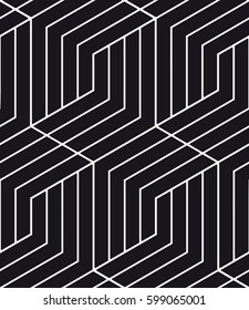 Vector seamless pattern. Stylish texture with figures from lines. Geometric pattern.