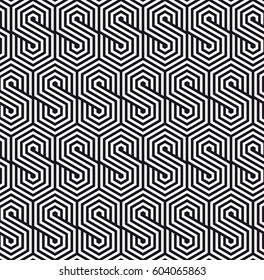 Vector seamless pattern. Stylish texture with figures from lines. Geometric pattern with an overlapping hexagons.