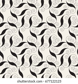Vector seamless pattern. Stylish texture. Endless monochrome background with grid from scrolls